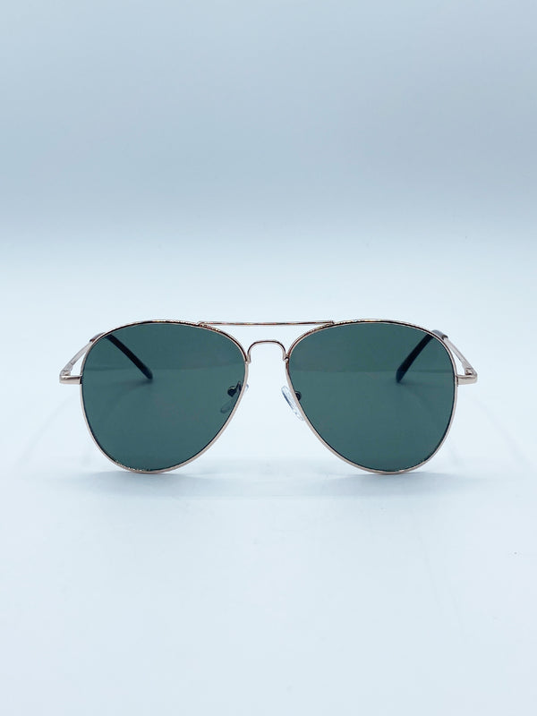 svnx Gold Frame Aviators with Khaki Lenses
