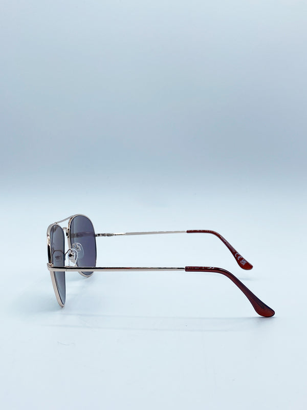 Svnx Gold Frame Aviators With Mirrored Pink Lenses