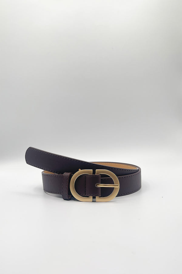 Svnx Gold Metal Buckle In Dark Brown