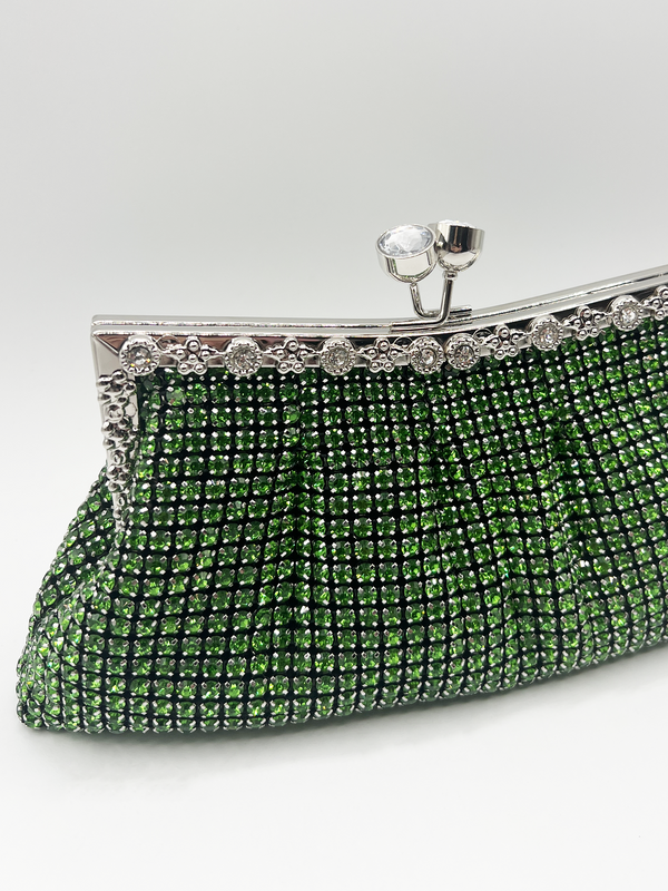 Svnx Green Crystal Clutch Bag
