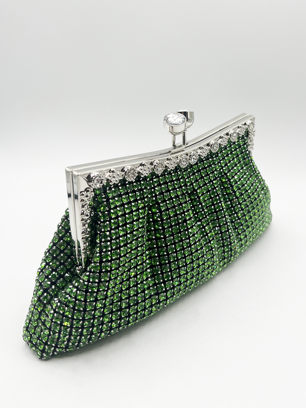 Svnx Green Crystal Clutch Bag