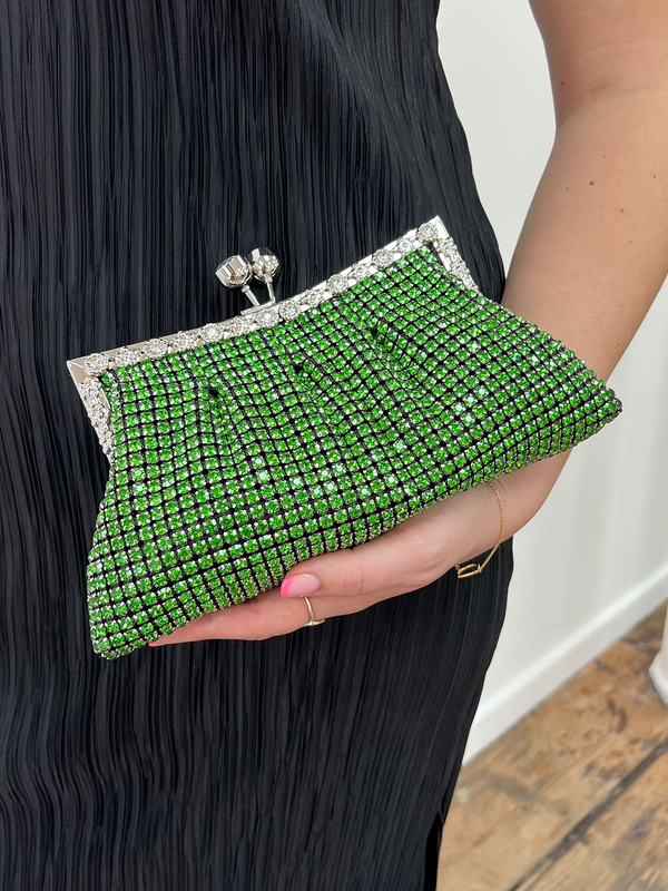 Svnx Green Crystal Clutch Bag