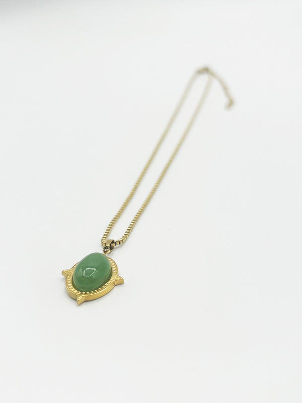 Svnx Green Stone Pendant Necklace - Gift Boxed