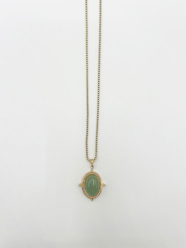 Svnx Green Stone Pendant Necklace - Gift Boxed