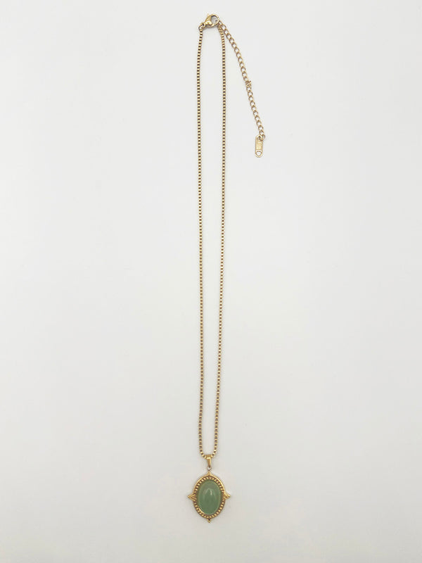 Svnx Green Stone Pendant Necklace - Gift Boxed