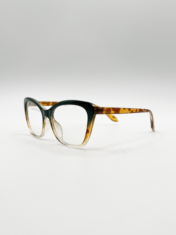 Svnx Green Tortoiseshell Clear Lens Glasses