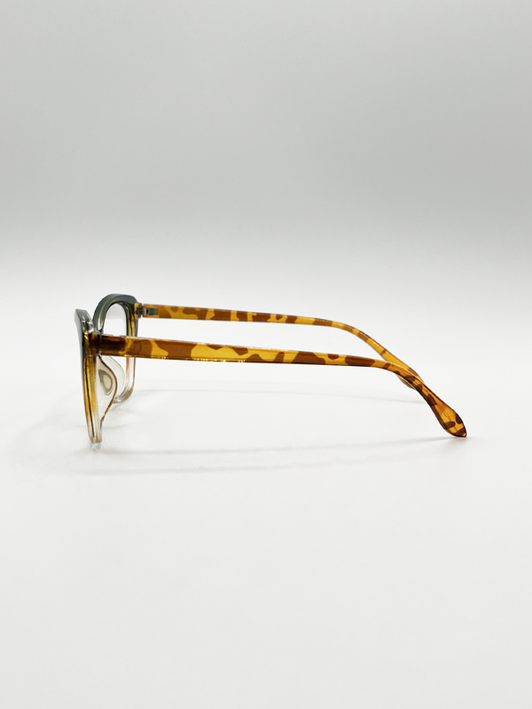 Svnx Green Tortoiseshell Clear Lens Glasses