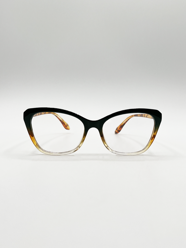 Svnx Green Tortoiseshell Clear Lens Glasses
