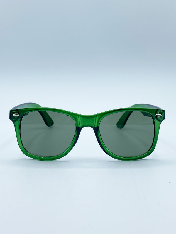 Svnx Green Wayfarer Sunglasses With Green Lenses