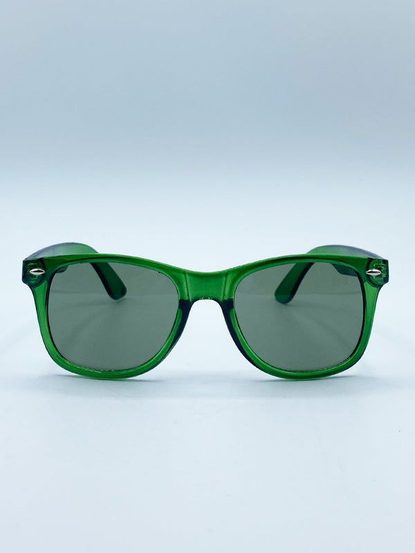 svnx SVNX Green Wayfarer Sunglasses with Green Lenses