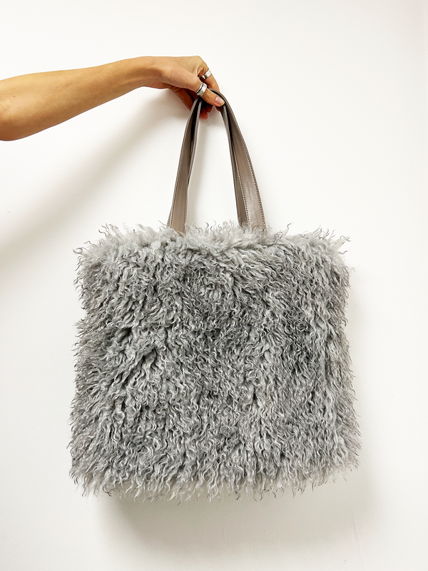 Svnx Grey Shaggy Fur Shopper Bag