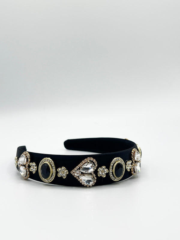 Svnx Heart Embellished Headband In Black
