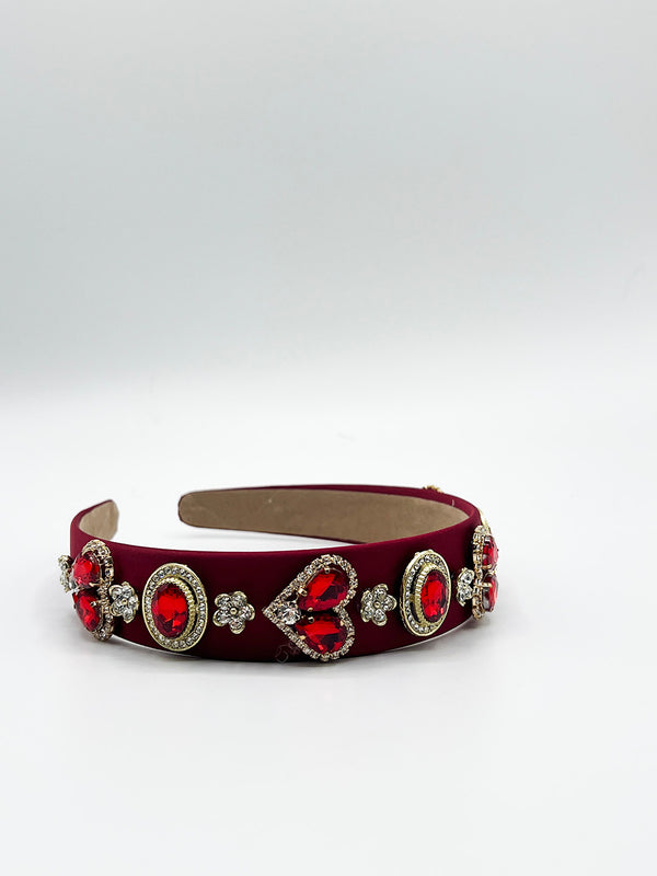 Svnx Heart Embellished Headband In Red