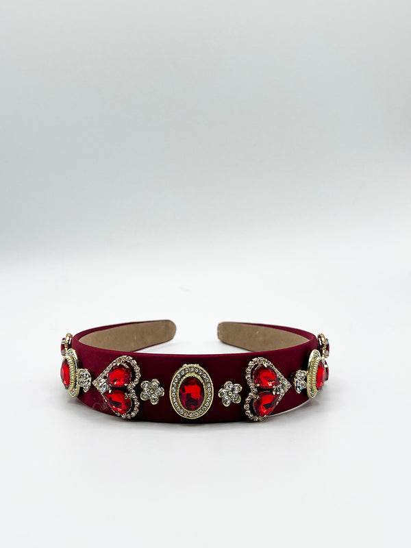 Svnx Heart Embellished Headband In Red