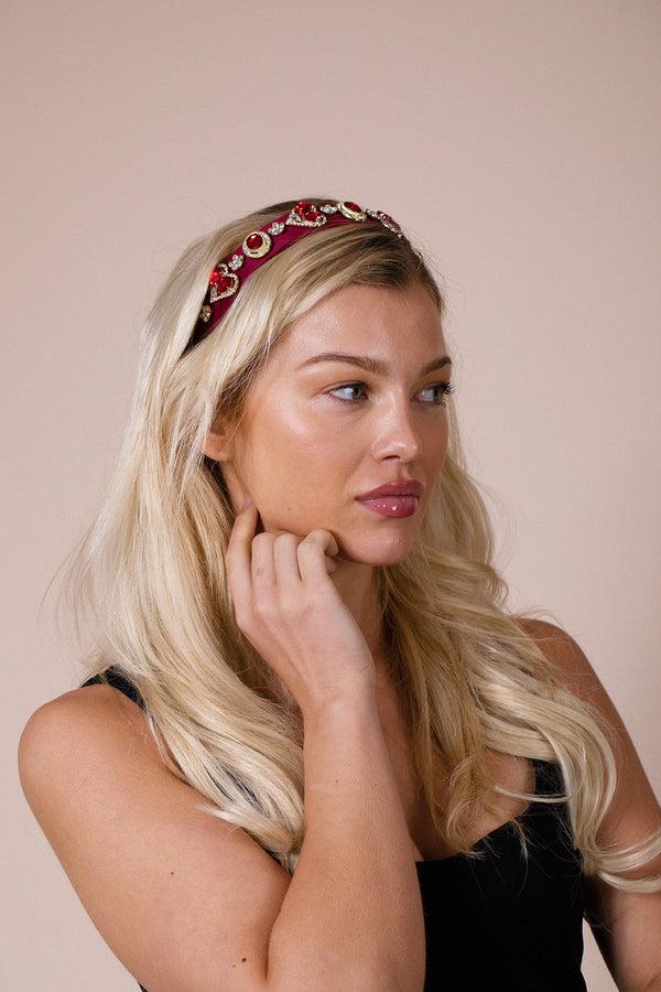 svnx Heart Embellished Headband In Red