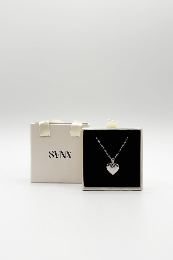 svnx Heart Pendant Necklace in Silver - Gift Boxed