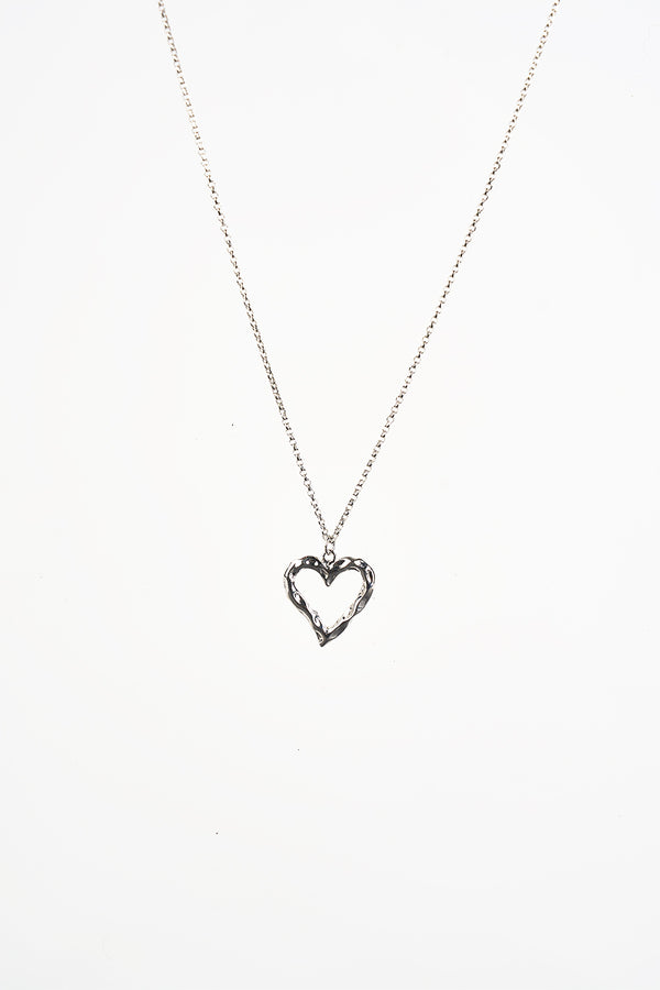 Svnx Heart Shape Pendant Necklace In Silver