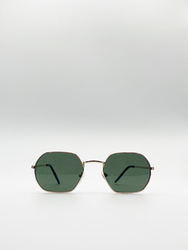 Svnx Hexagon Metal Frame Sunglasses In Gold