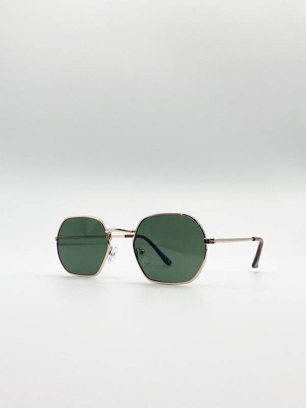 Svnx Hexagon Metal Frame Sunglasses In Gold