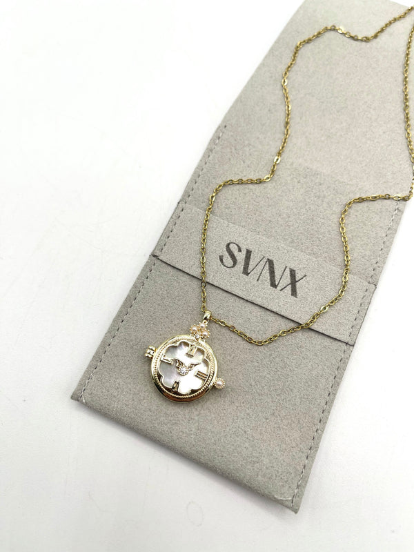Svnx Ivory Stone Clock Pendant Necklace