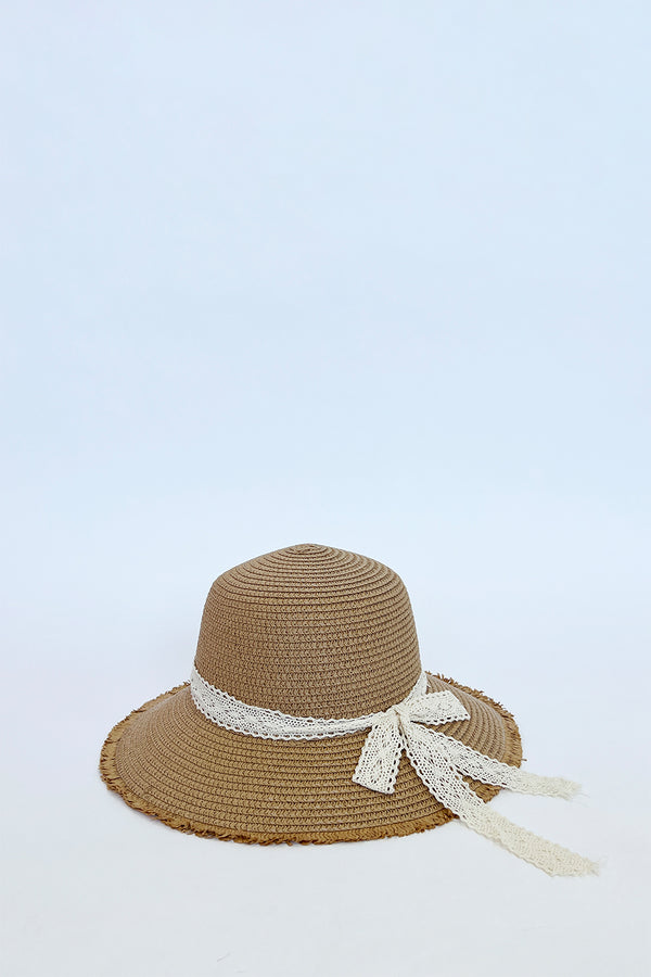 Svnx Lace Ribbon Straw Sun Hat