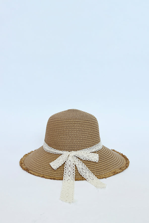 Svnx Lace Ribbon Straw Sun Hat