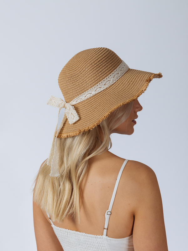 svnx Lace Ribbon Straw Sun Hat