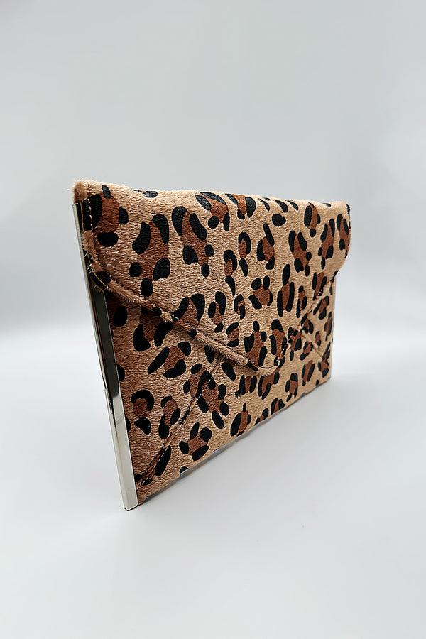 Svnx Leopard Envelope Clutch Bag In Brown
