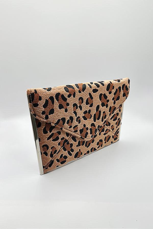 Svnx Leopard Envelope Clutch Bag In Brown