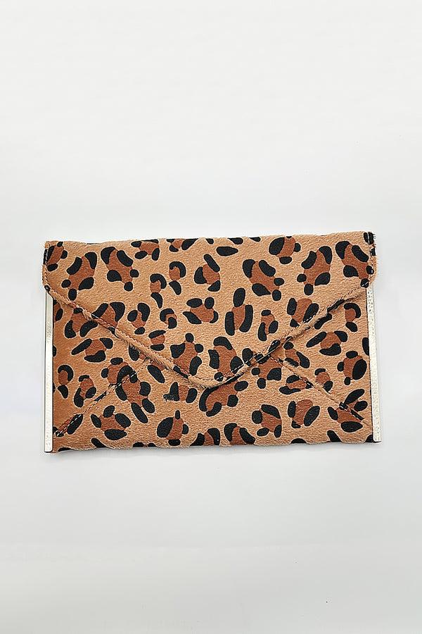 svnx Leopard Envelope Clutch Bag In Brown