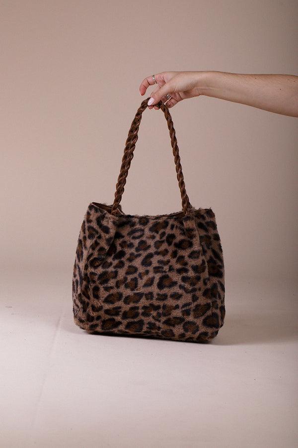 Svnx Leopard Faux Fur Tote In Brown