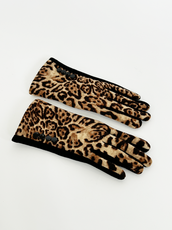 Svnx Leopard Print Gloves With Black Buttons