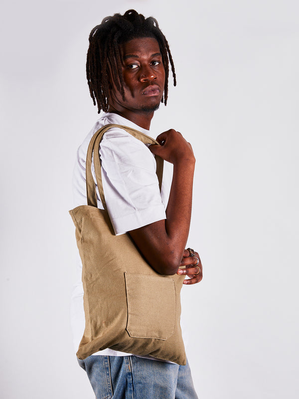 Svnx Linen Tote Bag With Front Pocket In Bay Leaf