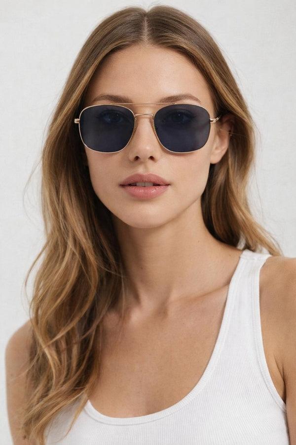 Svnx Metal Frame Aviator Style Square Sunglasses