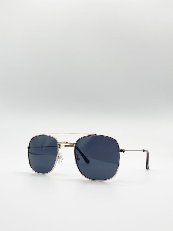 Svnx Metal Frame Aviator Style Square Sunglasses