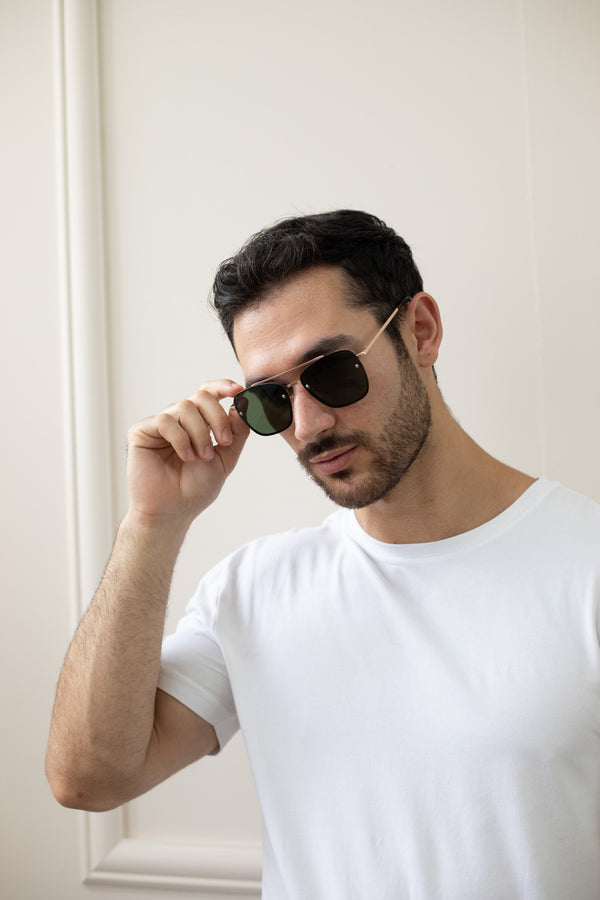 Svnx Metal Frame Square Aviator Style Sunglasses