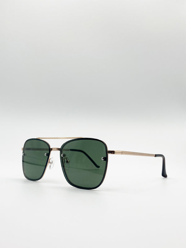 Svnx Metal Frame Square Aviator Style Sunglasses