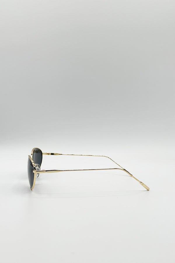 Svnx Metal Oval Cat Eye Sunglasses In Black