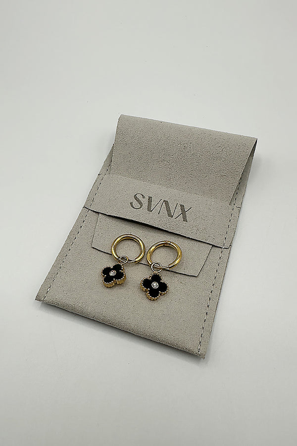 Svnx Mini Clover Drop Hoop Earrings In Gold