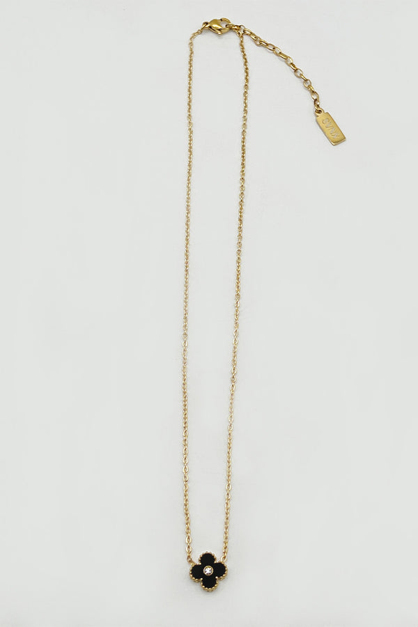 Svnx Mini Clover Necklace In Gold Black - Gift Boxed