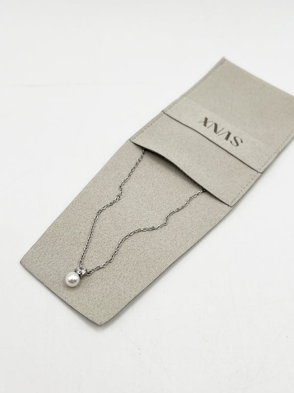 svnx Mini Pearl Diamante Necklace in Silver