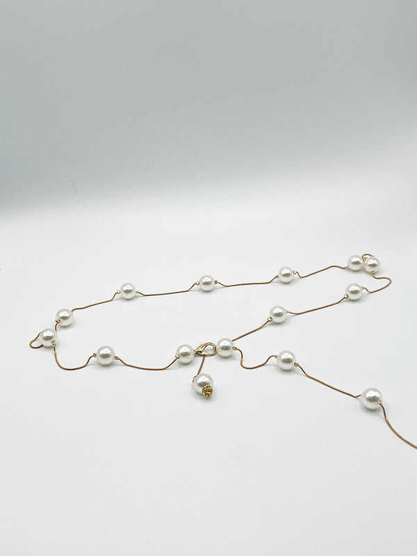 Svnx Minimal Pearl Chain Belt In Gold