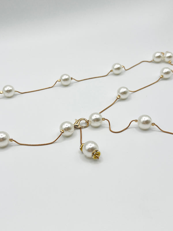 Svnx Minimal Pearl Chain Belt In Gold