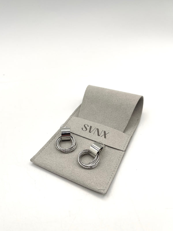 Svnx Multi-Layer Circle Stud Earrings In Silver