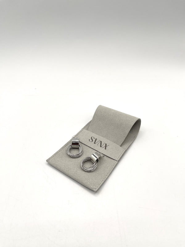 Svnx Multi-Layer Circle Stud Earrings In Silver