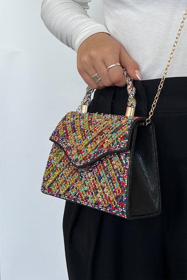 Svnx Multicolour Embellished Top Handle Bag