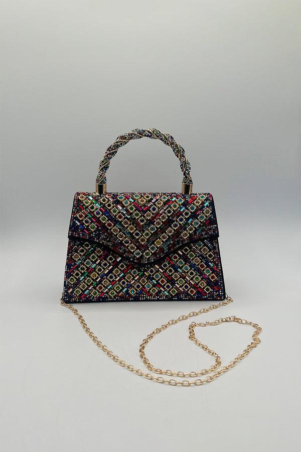 Svnx Multicolour Embellished Top Handle Bag