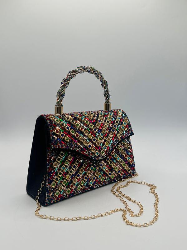 svnx Multicolour Embellished Top Handle Bag