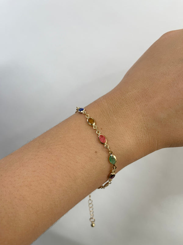 Svnx Multicolour Oval Chain Bracelet