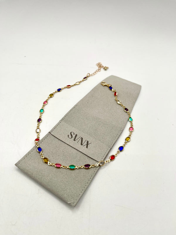 Svnx Multicolour Oval Chain Necklace